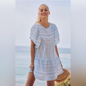 Maeve tiered striped mini dress